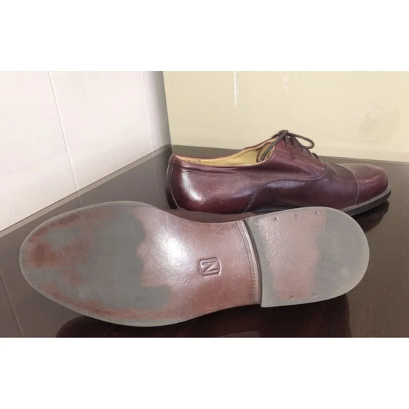 Business Softwear Burgundy Leather Oxford Cap Toe Shoes Size 9 D - Picture 4 of 6